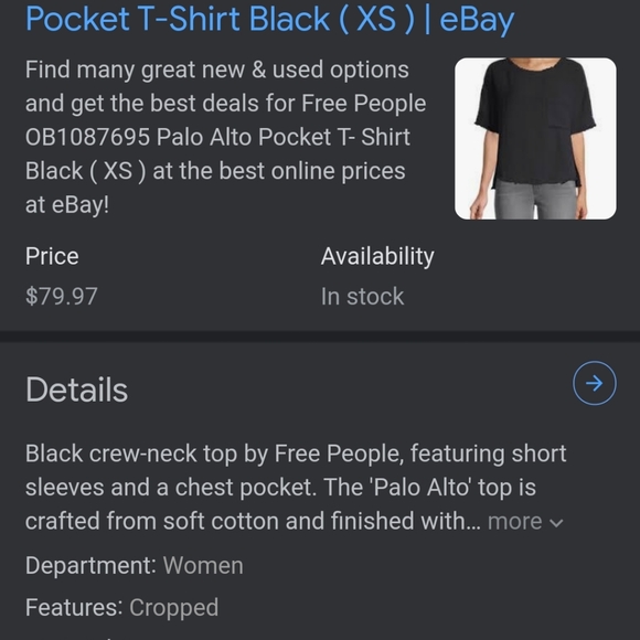 Free People BNWT Palo Alto top, blk sz L - Picture 3 of 11